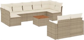 vidaXL 10 részes bézs polyrattan kerti ülőgarnitúra párnával