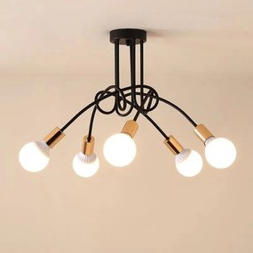 Lampa Sufitowa Złota Zyrandol Czarny E27 Loft Retro Nowoczesna Do Salonu