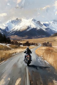 Vászonkép Canvas Motorkerékpár Út Országút Hegyek Utazás Vezetés 40x60
