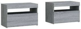 2 db szürke sonoma színű LED-es éjjeliszekrény 60x35x40 cm