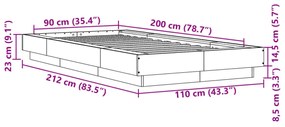 barna tölgyszínű szerelt fa ágykeret 90 x 200 cm