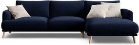 Sötétkék bársony sarokkanapé (jobb oldali-heverő résszel) Naomi – Micadoni