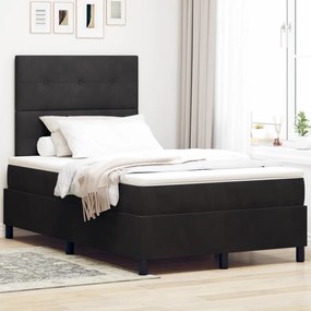Boxspring Ágy Mattal Fekete Kicsi Dupla Bársony