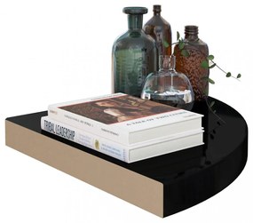 2 db magasfényű fekete MDF lebegő sarokpolc 35 x 35 x 3,8 cm