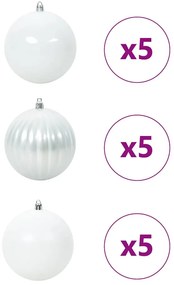 Karácsonyi Díszgömb Készlet 15 pcs Fehér