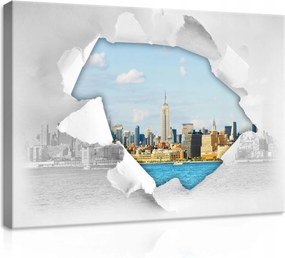 Vászonkép 70x50 New York város felhőkarcolók Empire State Building víz