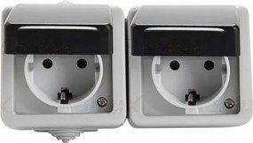 Tekno szürke Schuko dupla fali aljzat IP54
