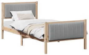 Ágykeret Barna és világosszürke 90 x 190 cm Tömör fenyőfa