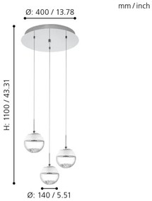 EGLO 93709 - MONTEFIO 1 LED-es csillár 3xLED/5W