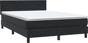 vidaXL fekete bársony rugós ágy matraccal 160x210 cm