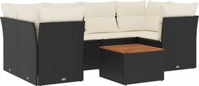 vidaXL 7 részes fekete polyrattan kerti ülőgarnitúra párnával