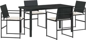 vidaXL Kert étkező szett 5 pcs Fekete Porszórt acél
