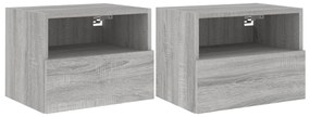 2 db szürke sonoma szerelt fa fali TV-szekrény 40 x 30 x 30 cm