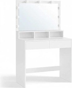 VANESA öltözőasztal nagy tükörrel és világítással, 80x40x140 cm, fehér SongmicsHome