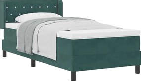 vidaXL Boxrugós ágy matracmal Sötétzöld 190 x 90 cm Poliészter