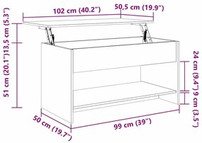 Dohányzóasztal Régi fa 102 x 50 x 52.5 cm Faanyag