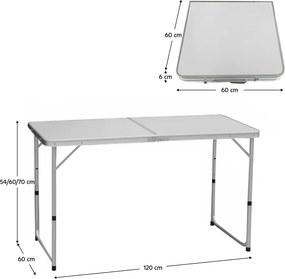 Összecsukható kempingasztal, 120 cm, alumínium/MDF, KEPI TYP 1
