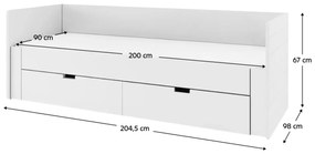Egyszemélyes ágy 90 cm Anatomy (fehér)  (ágyráccsal). 1101133