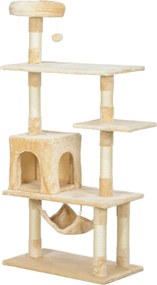 PawHut Nagy Macska Kaparófája 70x40x152 cm Macska Tornyával Több Szinttel, Akasztós Játékkal, Tágas Barlanggal, Puha Hordozóval – Tökéletes Pihenésre