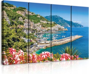 Vászonkép 120x80 Festői tengerpart mediterrán város napsütötte öböl