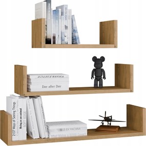 Polc szett 3 különböző polcos nappali 80/40/60x20 cm tölgy artisan
