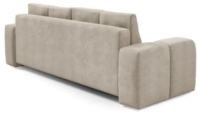 ALMADA bézs kárpitozott, kihúzható háromszemélyes kanapé tárolóval