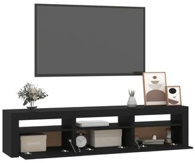 fekete TV-szekrény LED-világítással 180x35x40 cm