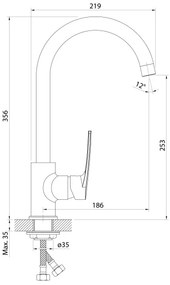 Samona - Mosogató csaptelep KORANA 35,6 cm fényes króm