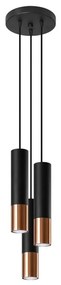 Sollux SL.0949 - Csillár zsinóron LOOPEZ 3xGU10/10W/230V kerek fekete/réz