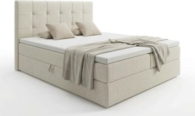 Kárpitozott boxspring ágy DIRELIS VIBE 140x200 cm krém színű Matrac: Bonell rugós matrac