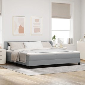 Boxspring Ágy Matrac nélkül Világosszürke 200x200 cm Szövet