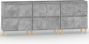 vidaXL 3 db betonszürke szerelt fa tálalószekrény 60 x 35 x 70 cm