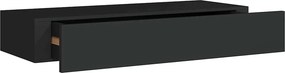 vidaXL fekete MDF falra szerelhető fiókos polc 60 x 23,5 x 10 cm