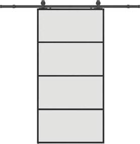 vidaXL fekete ESG üveg tolóajtó fémszerelvény-szettel 102,5x205 cm