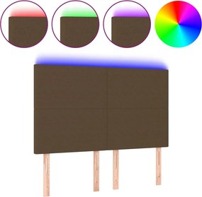 vidaXL sötétbarna szövet LED-es fejtámla 144x5x118/128 cm