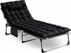 Napágy, kárpitozott kerti pihenőágy fekete színben. VENUS