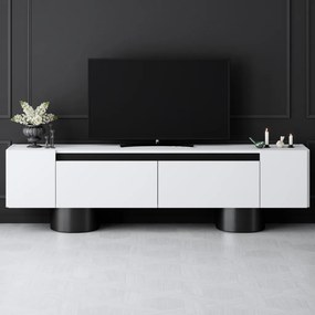 Bohem TV-állvány, fehér-fekete, 180 cm