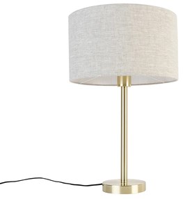 Klasszikus asztali lámpa réz színű, világos szürke árnyékolóval 35 cm - Simplo