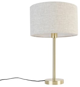 Klasszikus sárgaréz asztali lámpa világosszürke árnyalattal 35 cm - Simplo