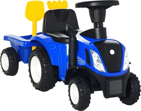 HOMCOM Ülő Exkavátor NEW HOLLAND Játék Exkavátor Kormányzással, Fényekkel, Lapáttal, Tároló Hellyel az Ülés Alatt 25kg-ig, 1-3 Éves Gyerekeknek Kék |