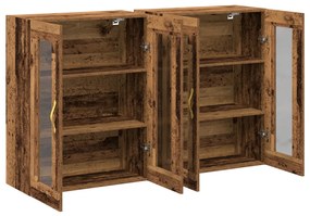 Fali Szekrények 2 db Régi Fa 69,5x34x90 cm Mérnöki Fa