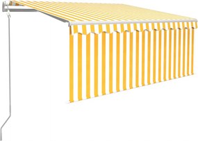 vidaXL sárga-fehér szélérzékelős, LED-es napellenző redőnnyel 3x2,5 m