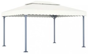 krémszínű alumíniumpavilon LED fényfüzérrel 400 x 300 cm