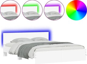 vidaXL fehér ágykeret fejtámlával és LED-del 150 x 200 cm