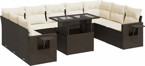 vidaXL 10 részes barna polyrattan kerti ülőgarnitúra párnákkal