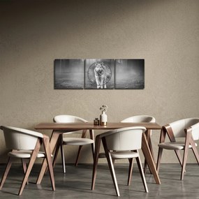Kép - erdő őr, fekete-fehér (órával) (90x30 cm)
