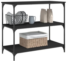 fekete szerelt fa konyhai kocsi 102 x 50 x 95 cm