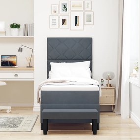 Box Spring Ágy Matraccal és Pad Sötétszürke 80x200 cm Bársony
