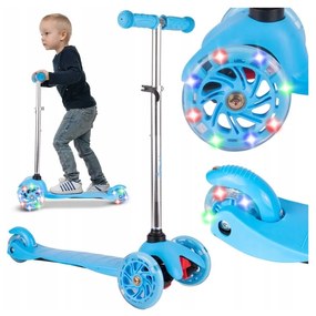 Világító LED-es 3 kerekű  összecsukható roller, gyerekeknek, 50 kg teherbírással