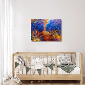 Kép - őszi fa koronák, modern impresszionizmus (üvegen) (70x50 cm)